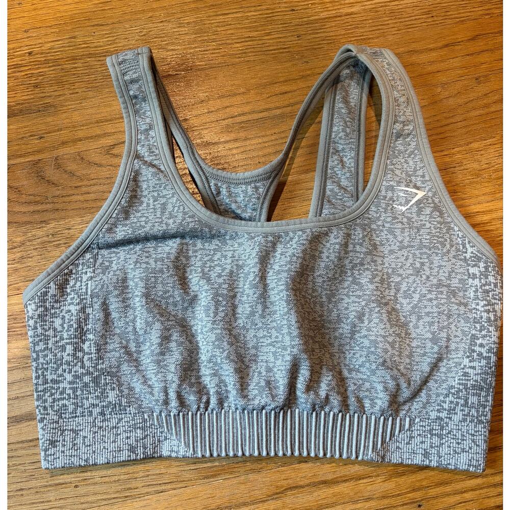 Gymshark Seamless Sports Bra Gray Medium Racerback Light Support Workout